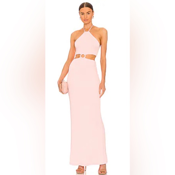 Alice + Olivia Marguerite Rose Pink Cutout Long Halter Dress Size 6 New With Tag - Picture 2 of 13